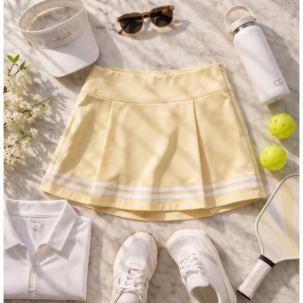 Womens Pickleball Tennis Golf Skort Size 10 NWT Yellow Athleisure Resort Wear UV